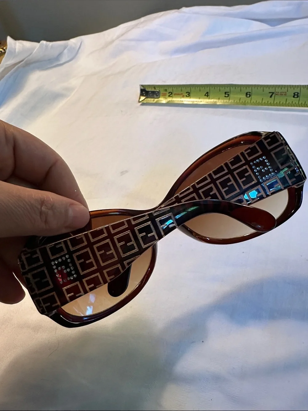 Brown Patterned Women's Sunglasses with Crystal Accent